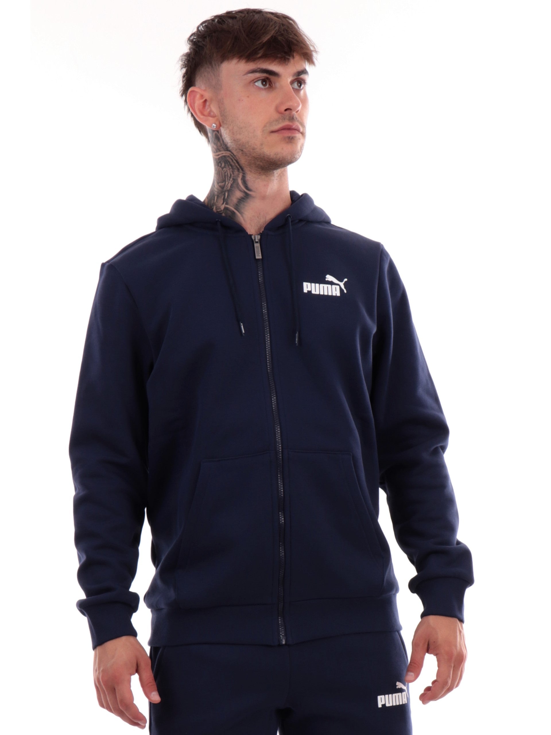 Felpa Puma blu da uomo con zip 586702