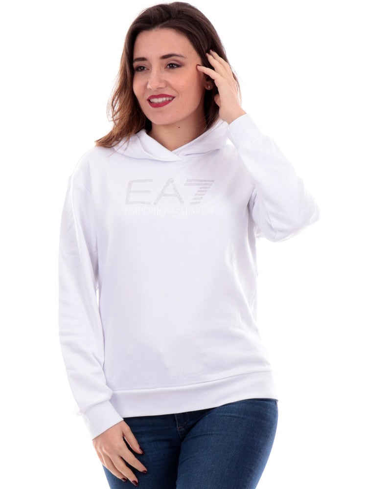 Emporio Armani EA7 white women s sweatshirt with rhinestones 3DTM23TJS Sir126