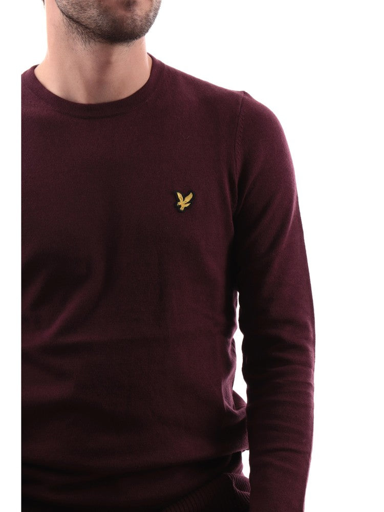 Lyle Scott burgundy men's sweater Crew Neck Cotton Merino KN400VCE – Sir126