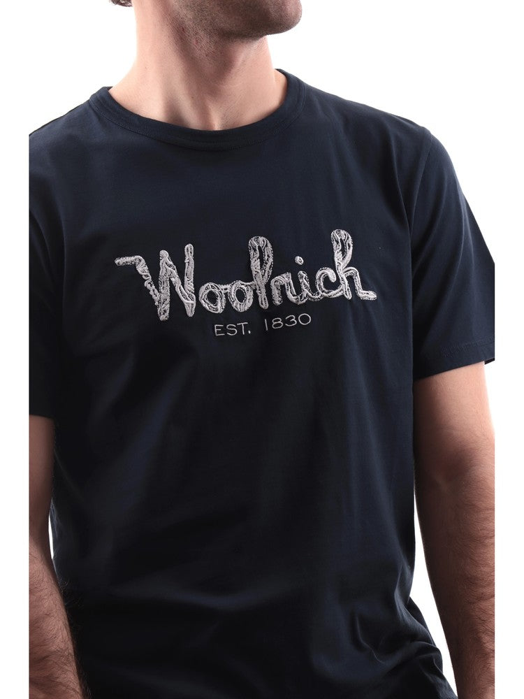 Woolrich blue Emroidered men s t shirt 0125MRUT2926