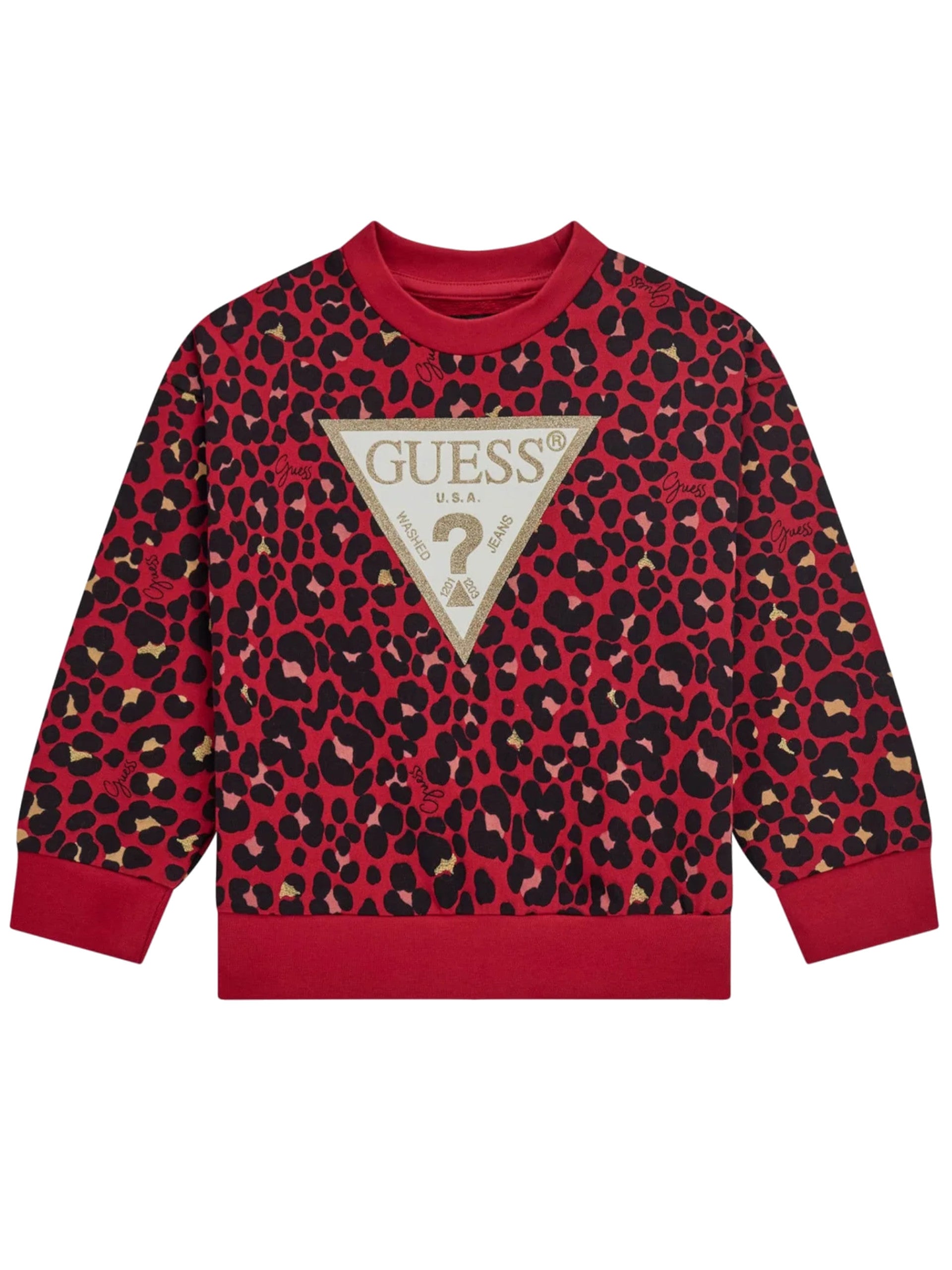 Felpa Guess animalier rosa da bambina con glitter K4BQ00KAD73