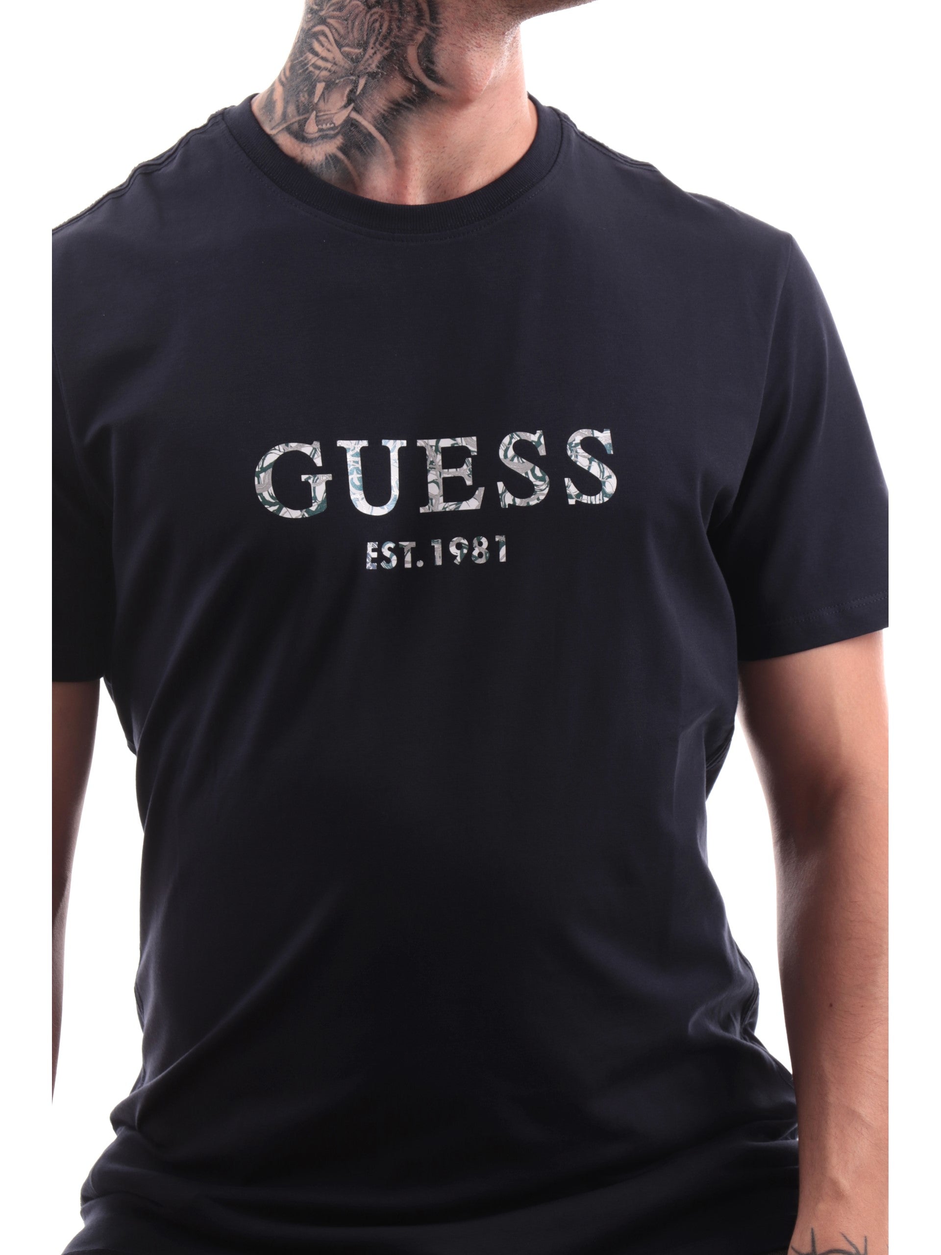 T shirt Guess blu da uomo Iridescent M4YI38J1314