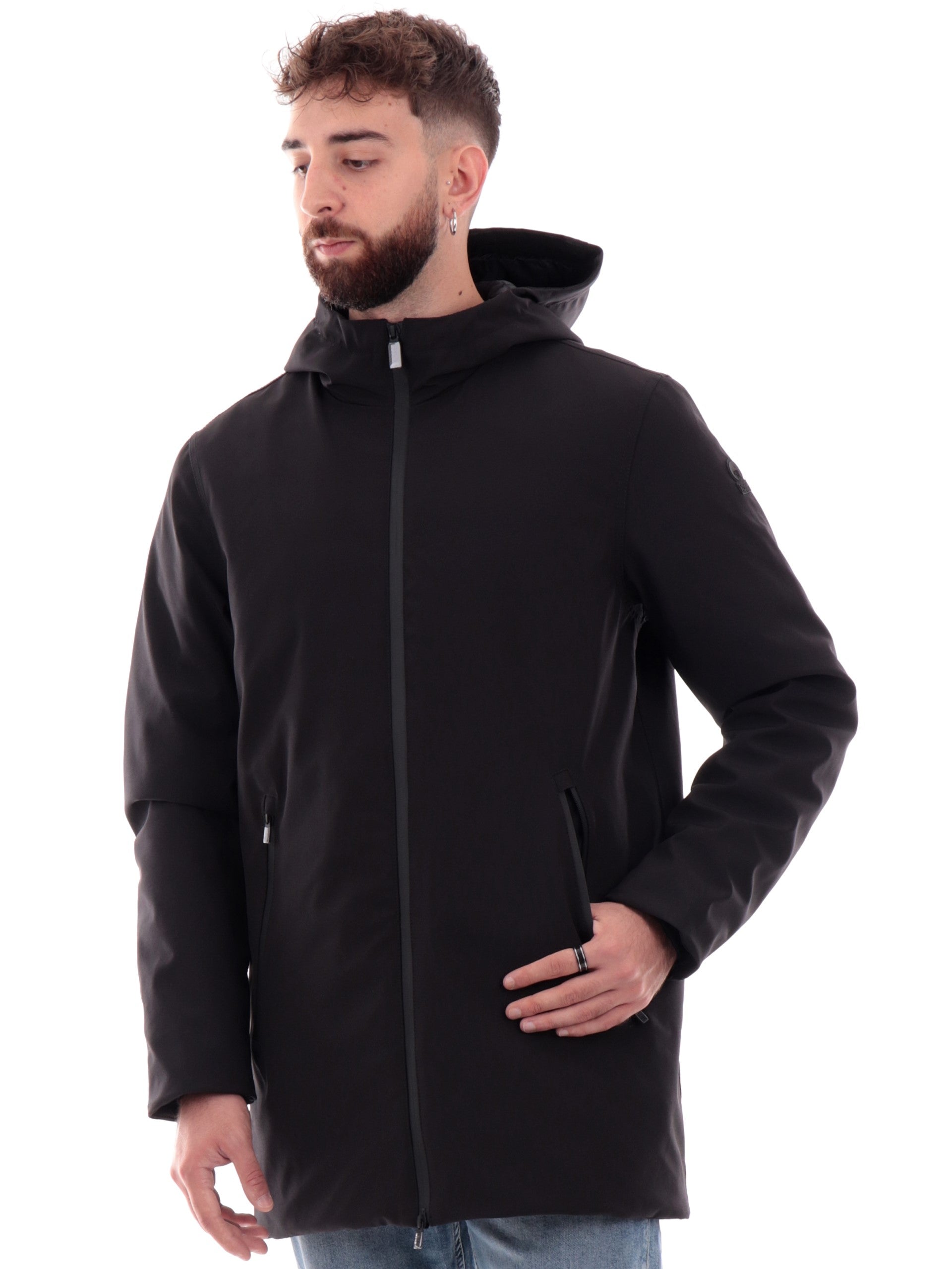 Cappotto Ciesse Piumini Herdo nero da uomo tessuto tecnico MC31489P0125