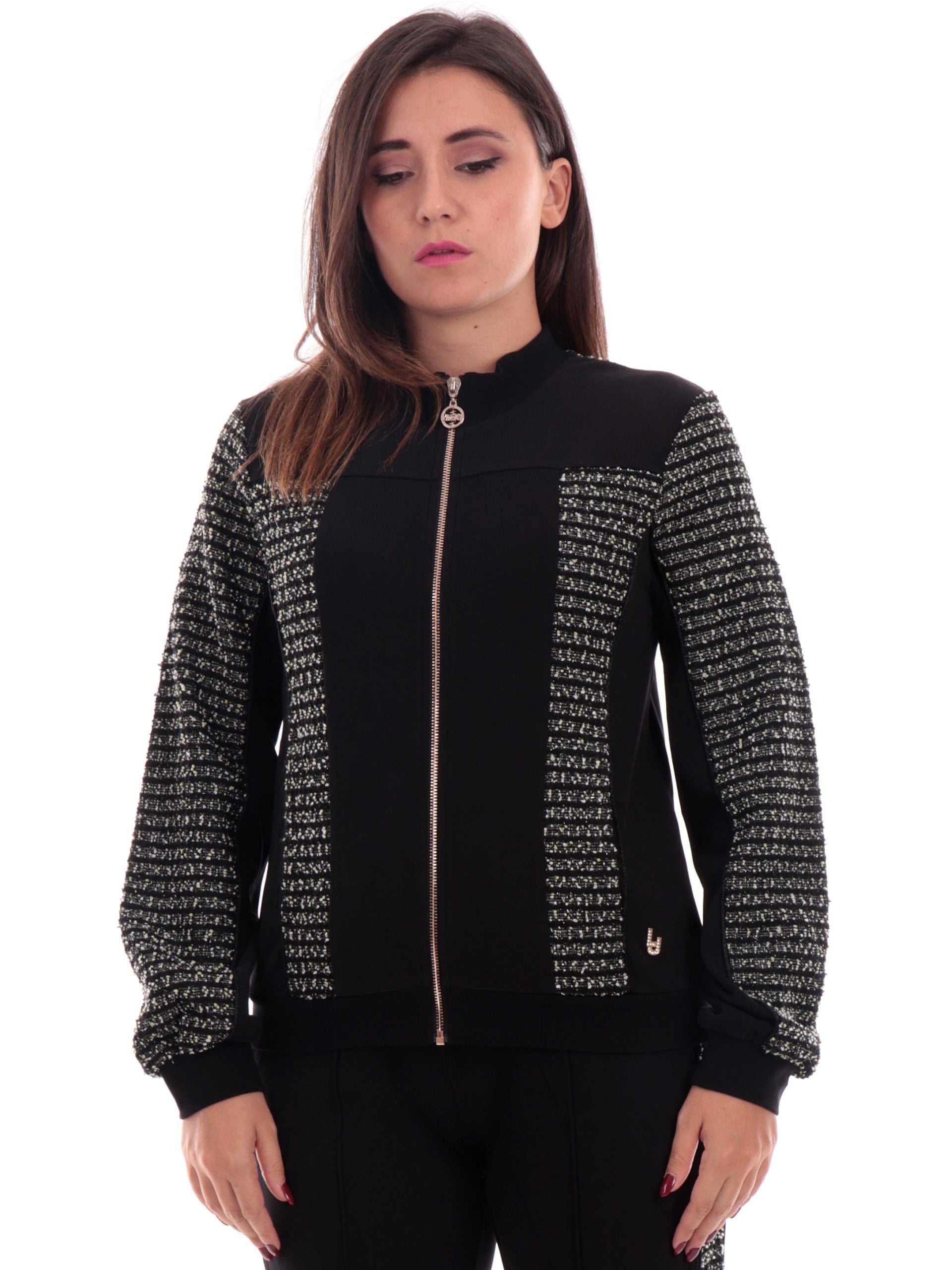 Felpa Liu Jo nera da donna full zip TF4181J4523