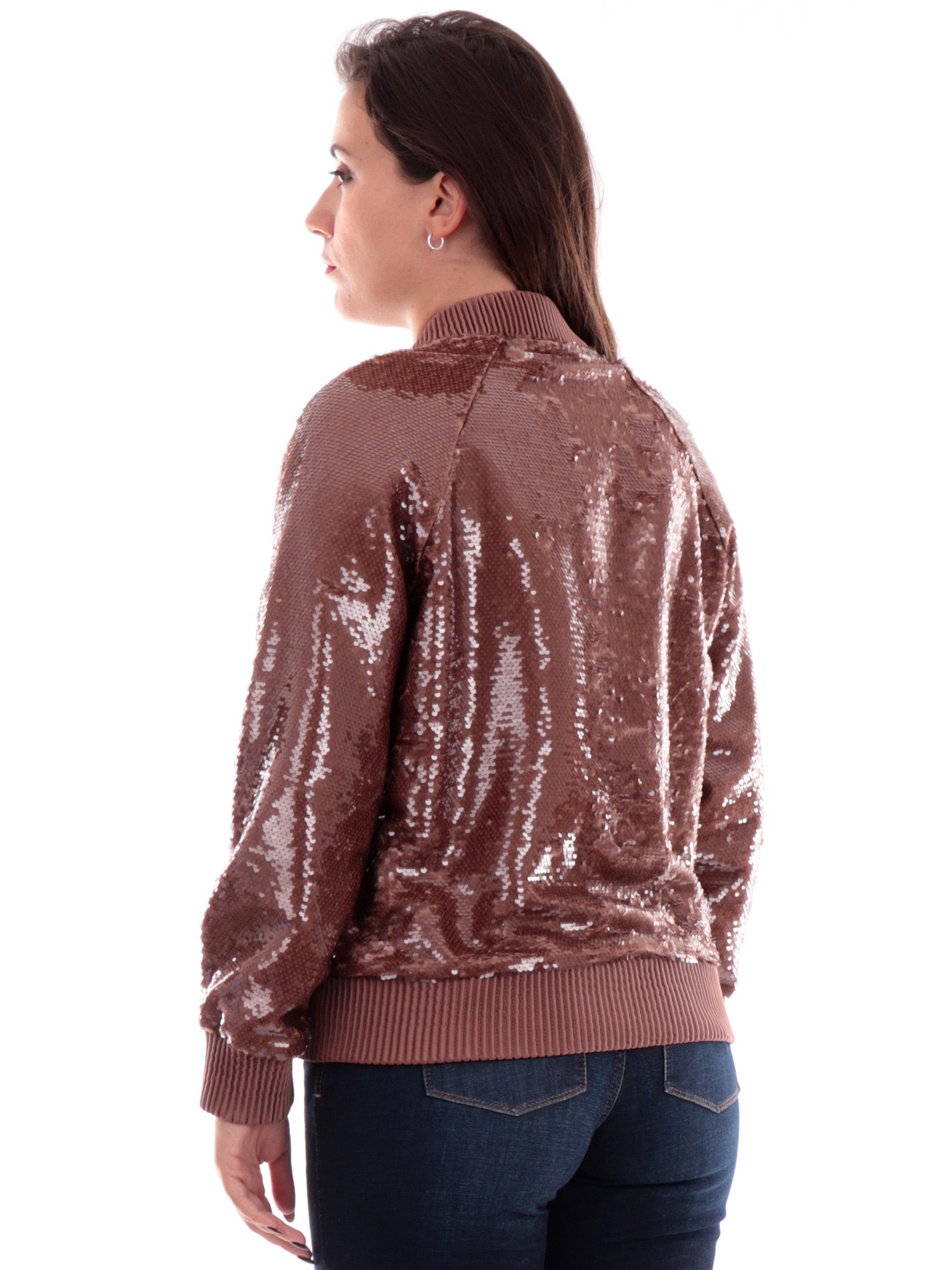 Giubbino Guess Paillets Marrone Bronzo da donna Antonia Sequins Bomber